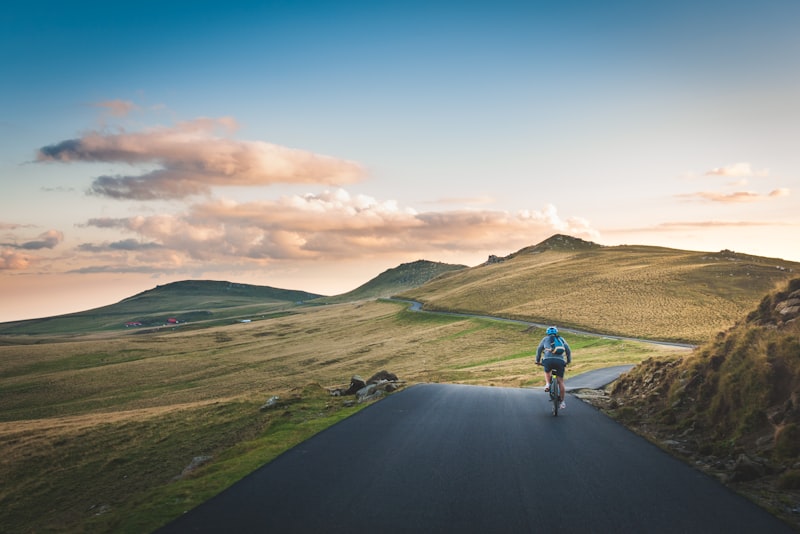Lone cyclist on a quiet road
